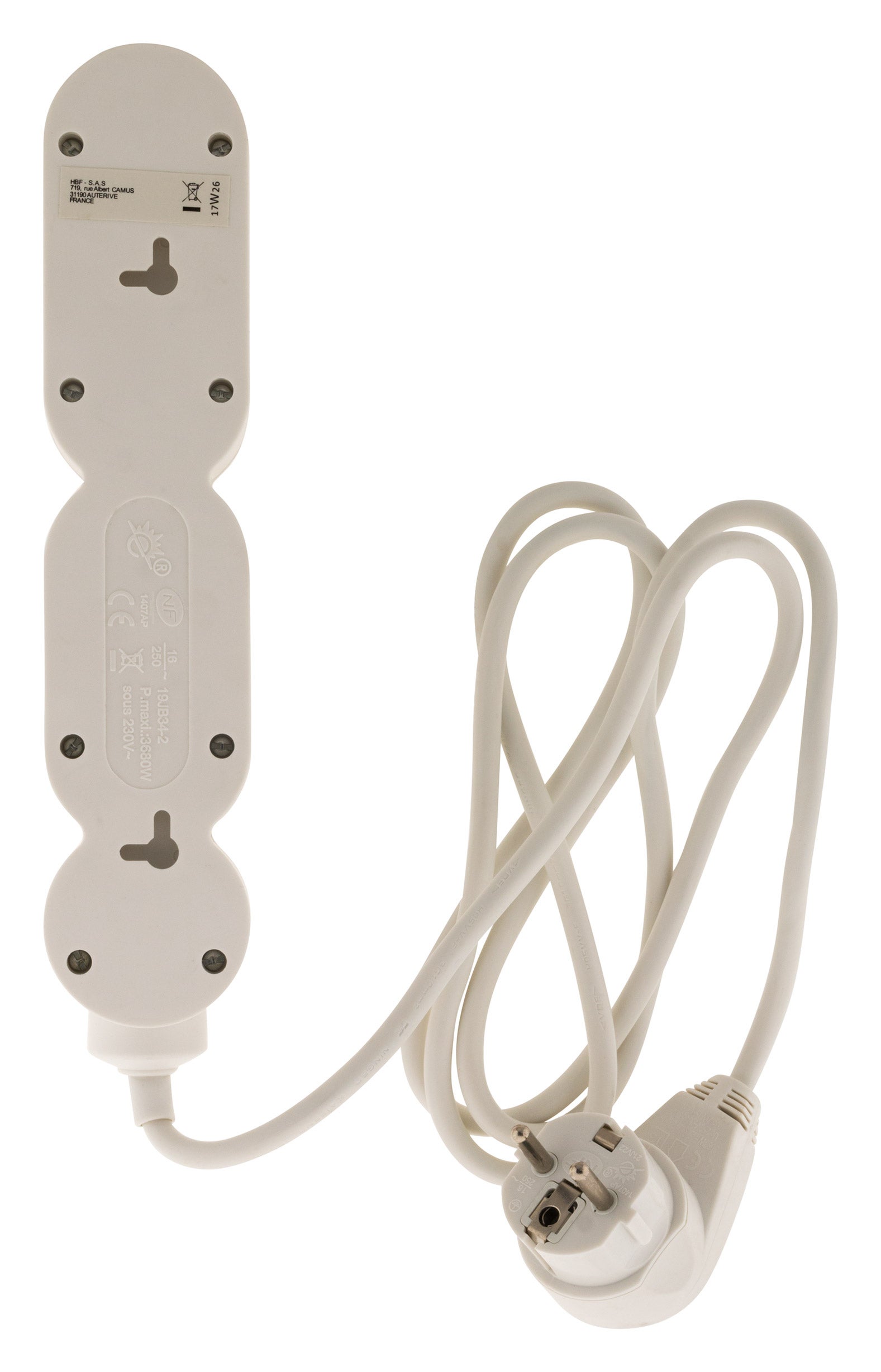 Bloc Home 4 prises 16A 2P+T + parafoudre - Blanc - Zenitech - 3