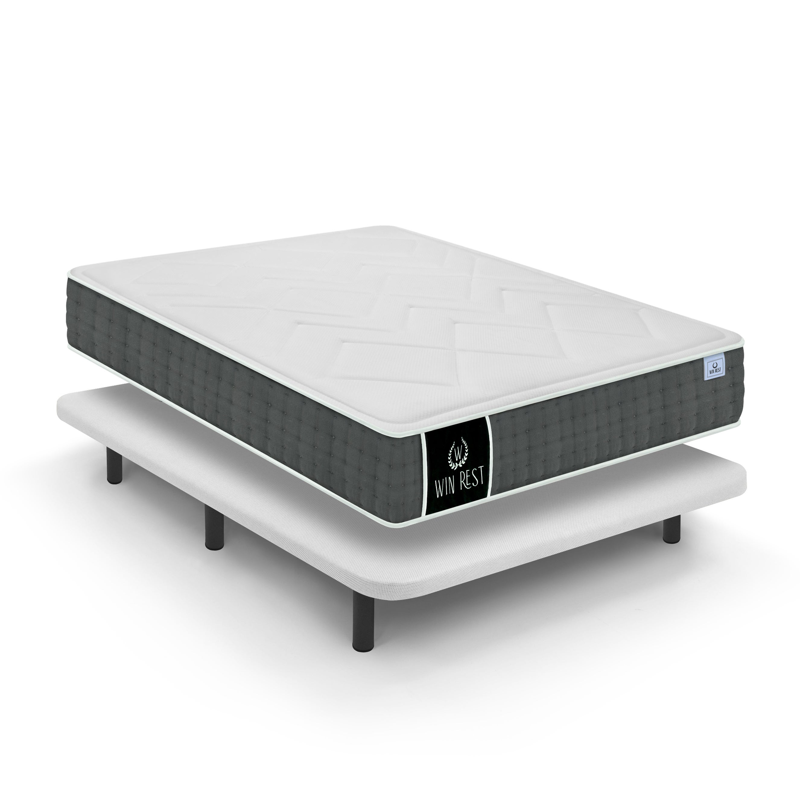 Base tapizada cibeles + patas blanco + colchón coliseum 105x190 altura 26 cm - win rest