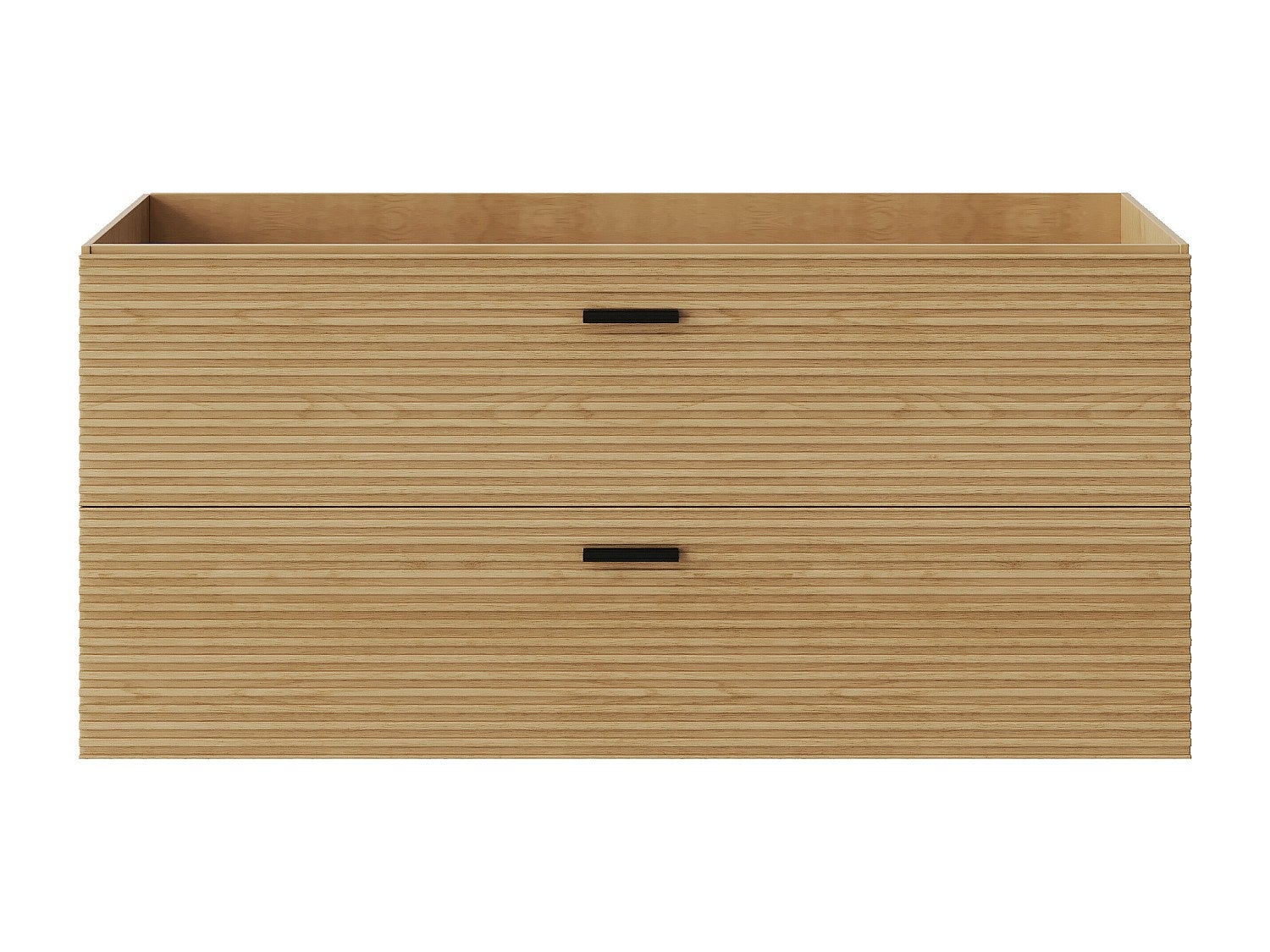 Szafka pod umywalkę na nóżkach z prążkowanym frontem - 2 szuflady - Jasne drewno - 120 cm - SARONE