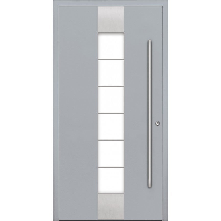 Puerta de entrada en aluminio passive alu g1 90 cm gris - sentido de la apertura: izquierda