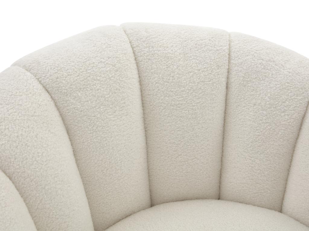 Fauteuil coquillage pivotant en tissu bouclette blanc COSSATO - 4