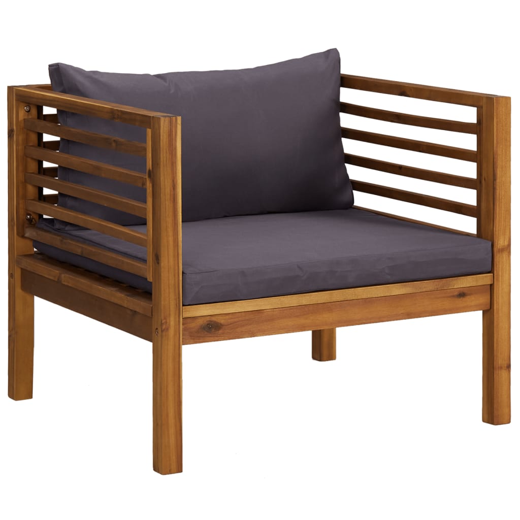 Salon bas de jardin en Bois Gris 7 personnes - 9