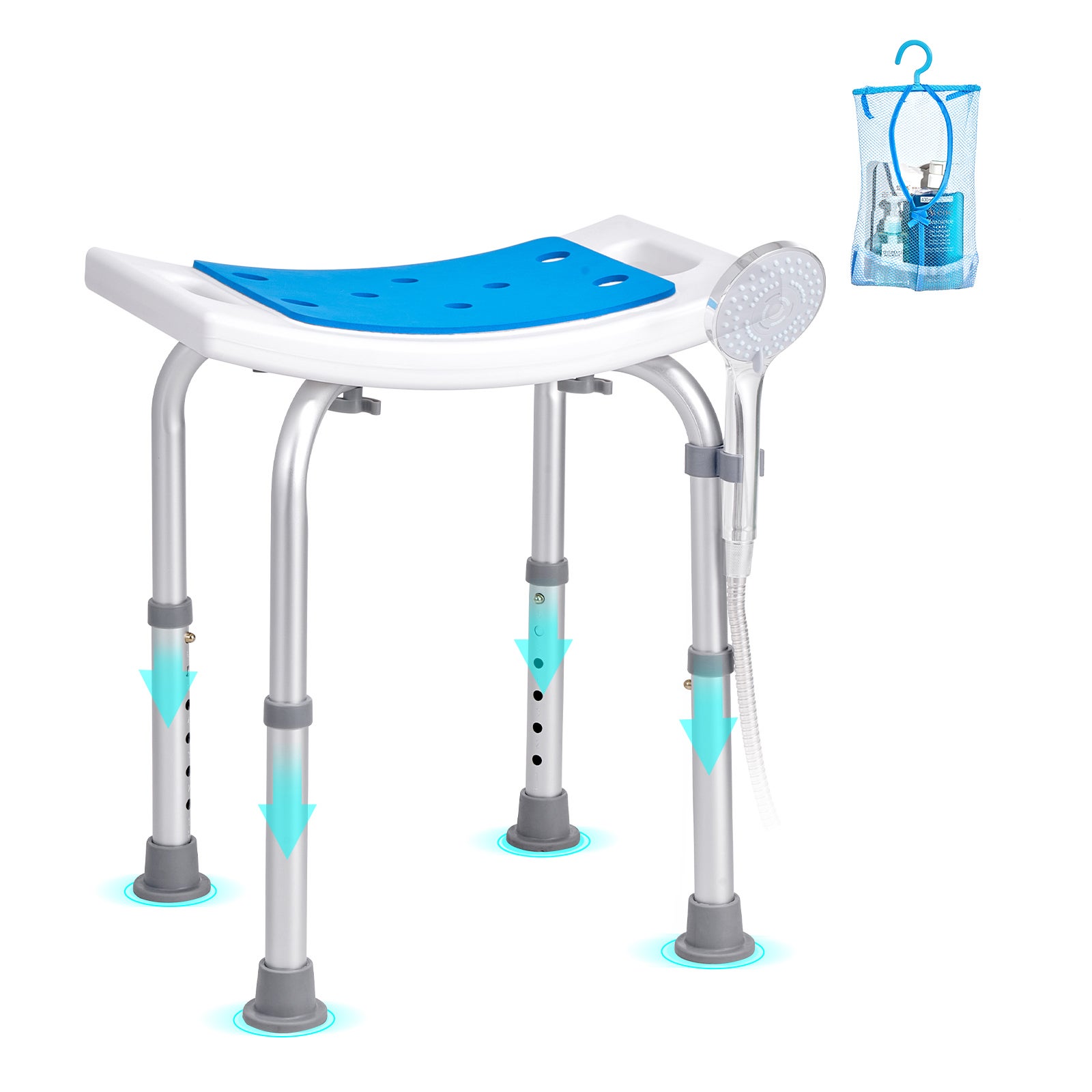 Silla de ducha ajustable,SucceBuy taburete antideslizante,capacidad 158,8 kg,ideal para personas mayores y discapacitadas - 3