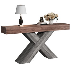 Consolle Moderna In Metallo E Pietra Sinterizzata | 80 Cm Oro/grigio | Tavolo Stretto Per Ingresso E Soggiorno