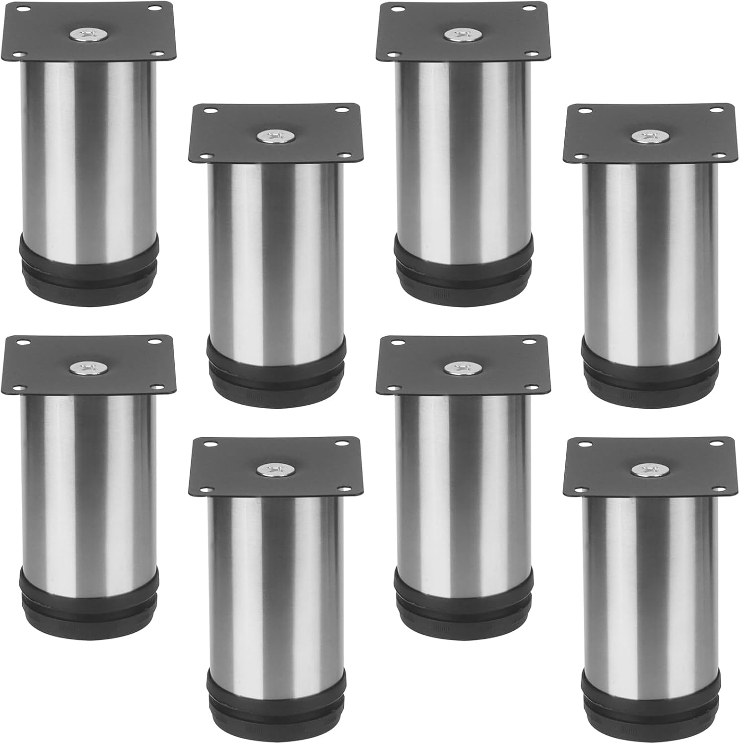 Set de 8 picioare de mobilă din oțel inoxidabil de 10 cm - picioare de mobilă reglabile - cu șuruburi 8buc