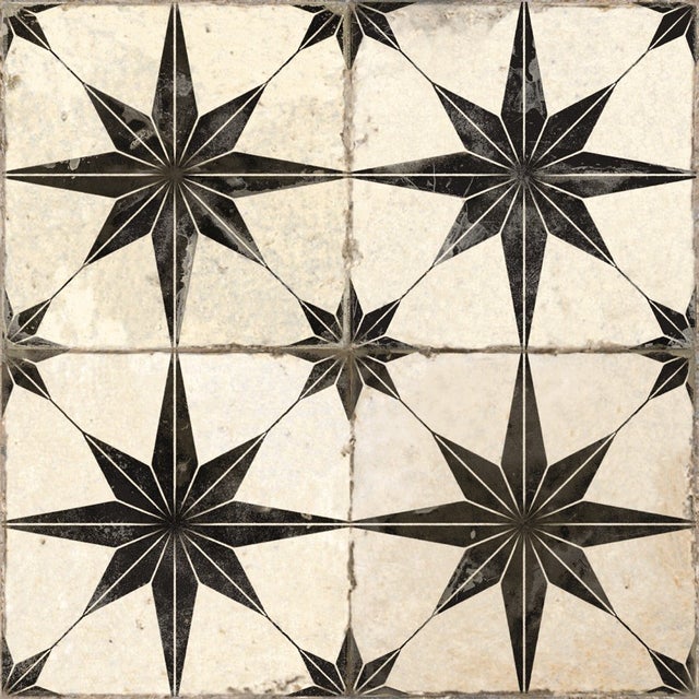 Carrelage Carreaux De Ciment Fs Star Black Lt 45x45 – Etoile Noire Texturée