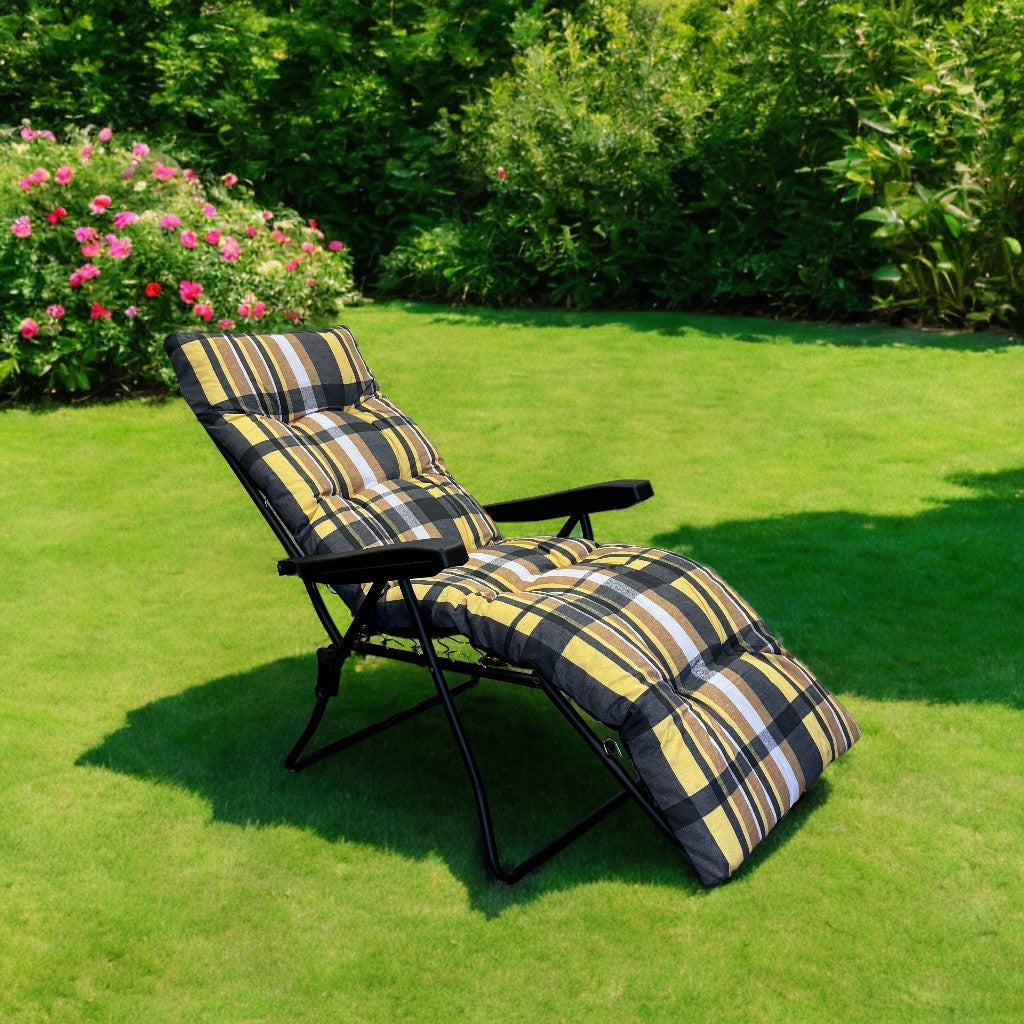 Sdraio Da Giardino Marvin Flock Reclinabile: 6 Posizioni, Cuscino Imbottito 8cm, Giallo/marrone - Foto 7