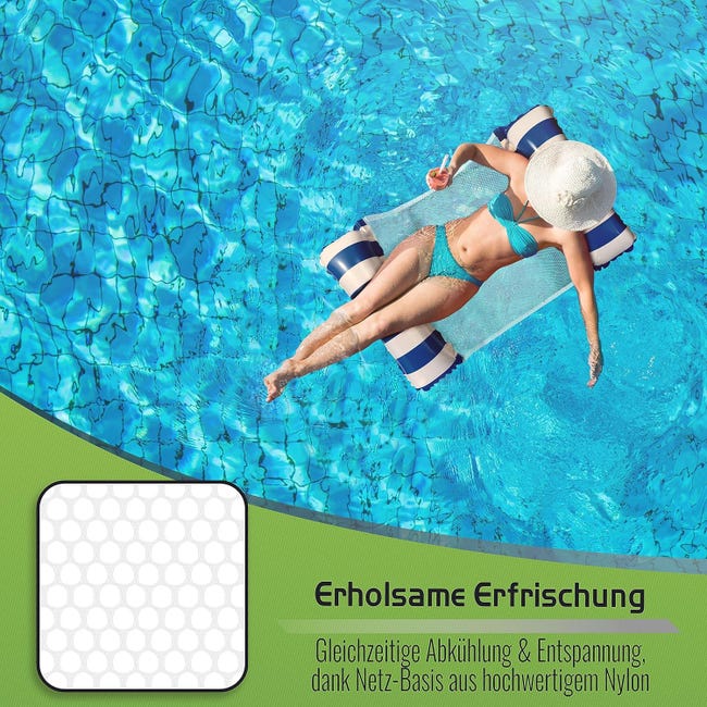 Colchoneta hinchable para piscina para adultos - Silla flotante 4 en 1 - Hamaca hinchable para piscina - (Azul oscuro, 130 x 70 cm) Juego de 2 | Leroy Merlin Colchoneta hinchable para piscina para adultos - Silla flotante 4 en 1 - Hamaca hinchable para piscina - (Azul oscuro, 130 x 70 cm) Juego de 2 | Leroy Merlin