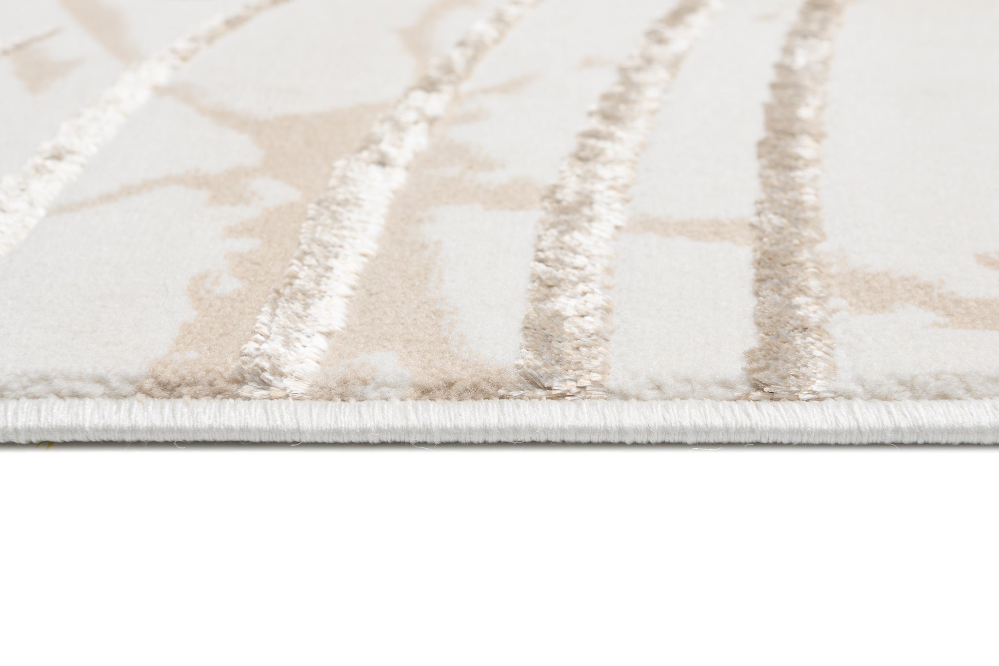TAPISO Golden Tapis de Salon Moderne Crème Or Vert Beige Moucheté Motif Feuille de Palmier Doux Poil Court 140 x 200 cm - 5