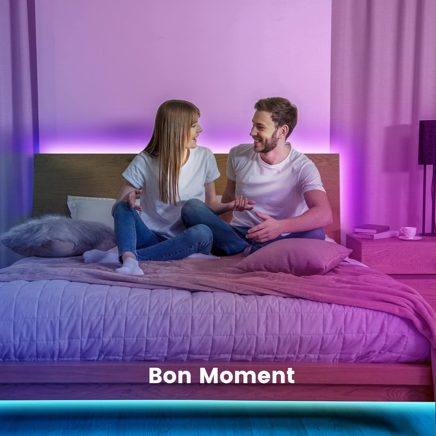 Bande lumineuse LED RGB 5050 de 15 m pour chambre à coucher avec télécommande et application Bluetooth - 5