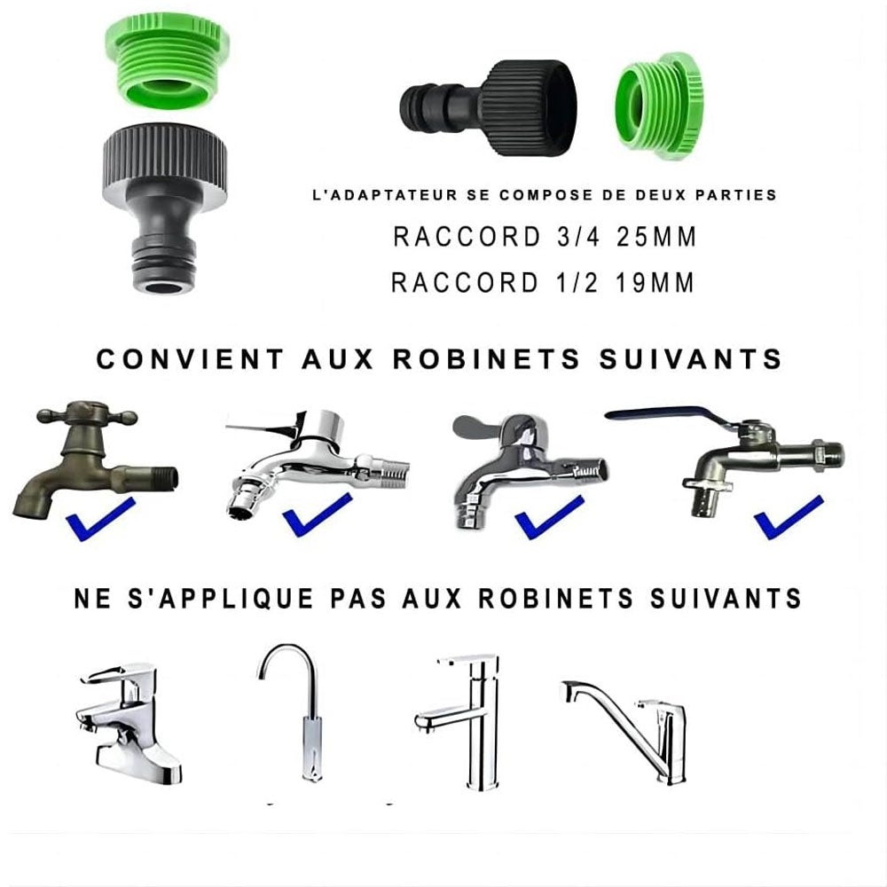 Tuyau d'arrosage extensible 15 m/50 pi - avec 7 modes de pulvérisation - anti-fuite - adapté au jardin et au lavage de voiture - 7