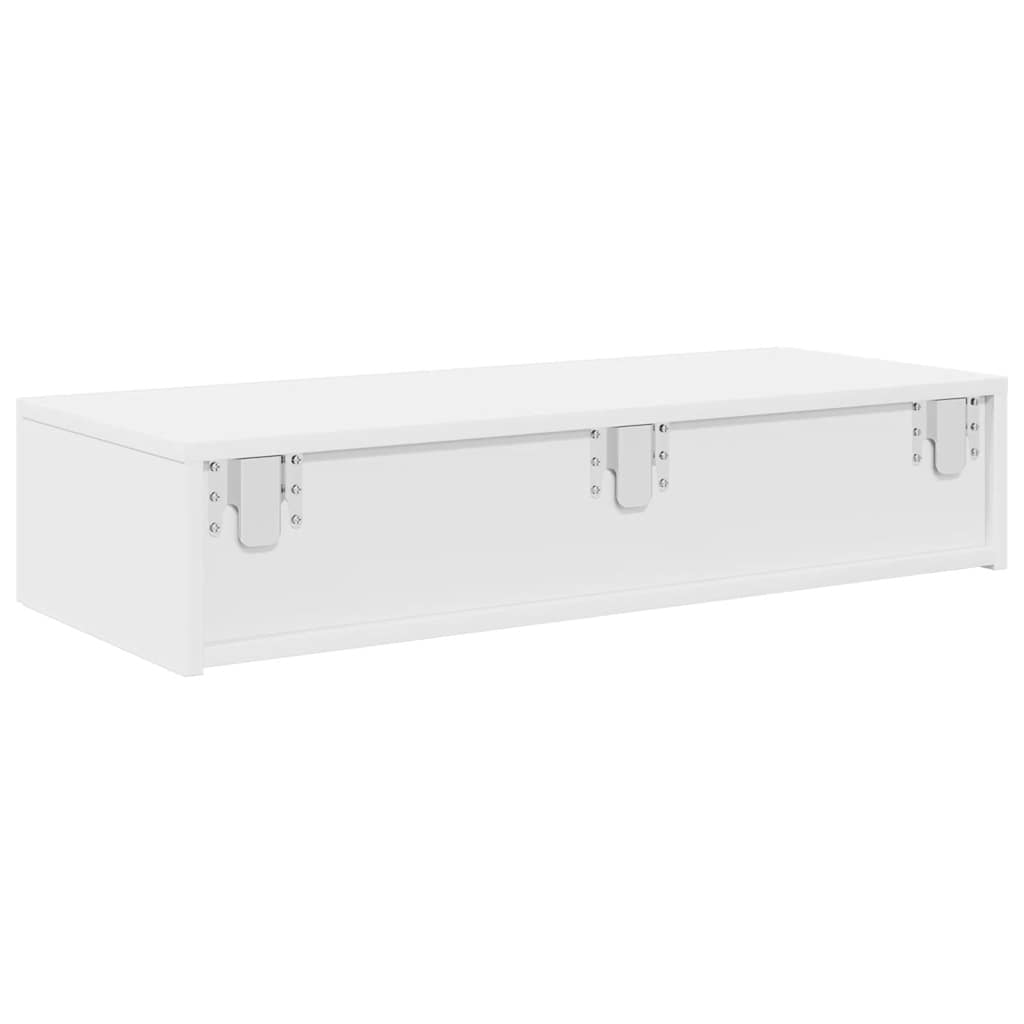 Étagère murale - Étagère flottante avec tiroirs blanc 80x33x17 cm bois d'ingénierie em108 - 6