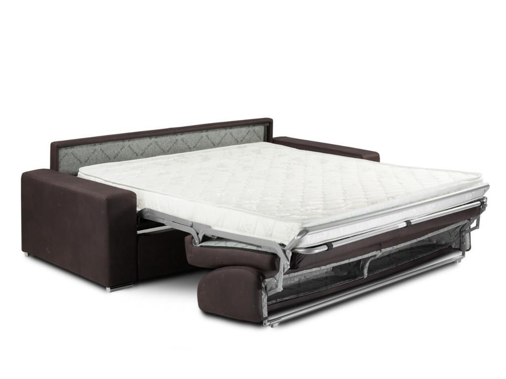 Canapé 3 places convertible express en tissu EMIR - Anthracite - Couchage à lattes larges 140 cm - Matelas 18 cm - 5