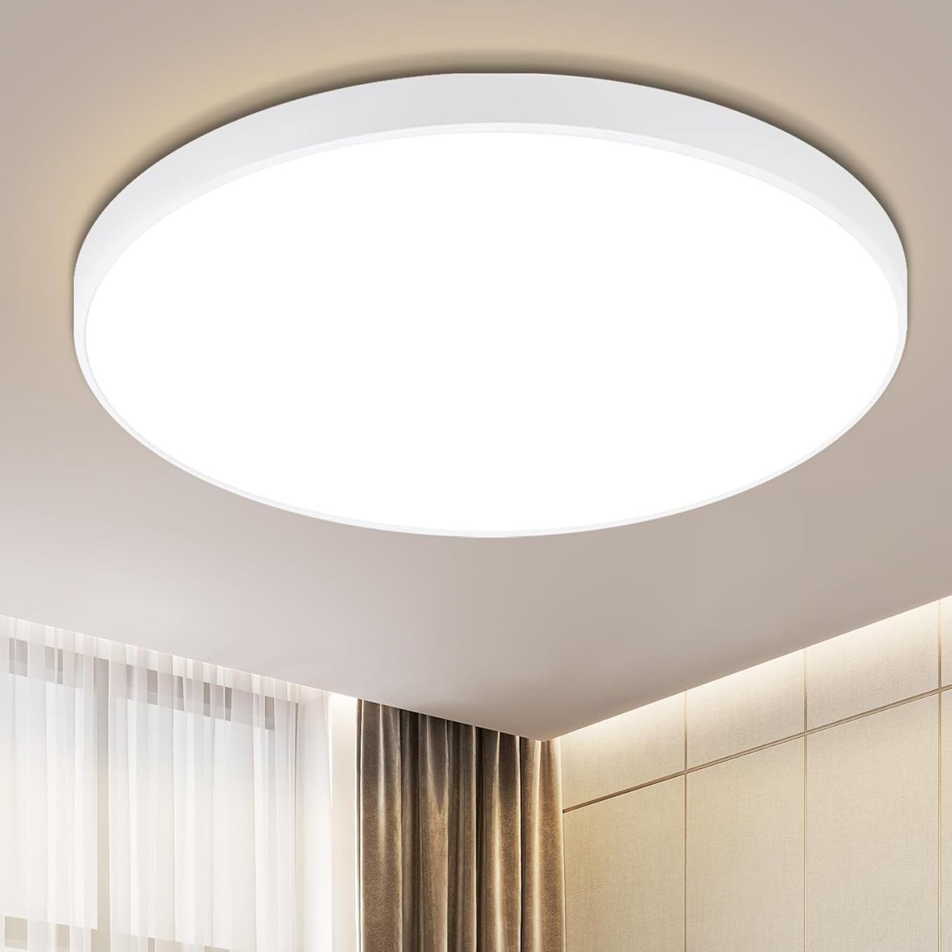 Nettlife Lampa sufitowa Plafon LED, ciepła biel, 12W, wodoodporna, IP44, łazienkowa, okrągła, 21 cm