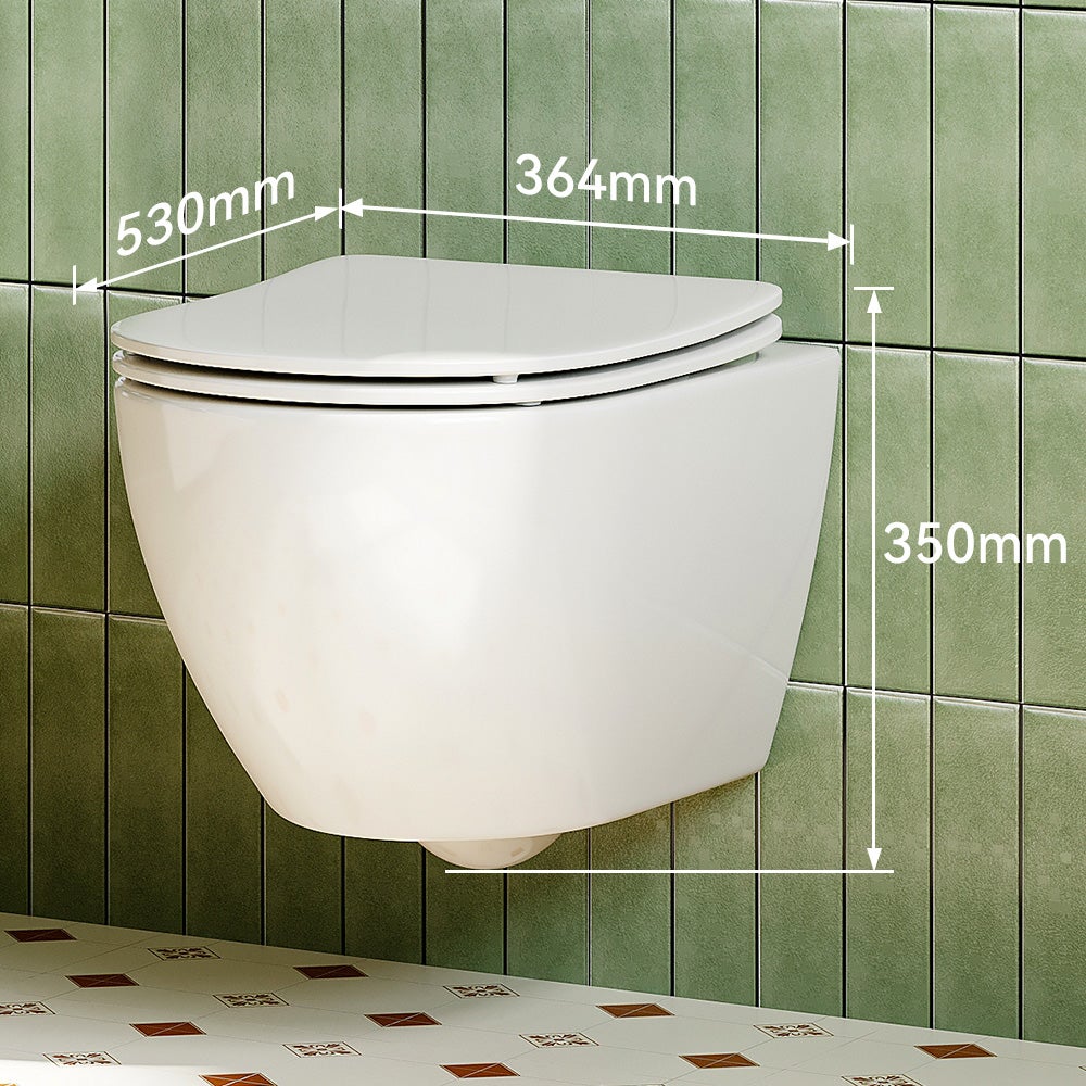 HOROW WC Sospeso Da Parete Con Sedile - Abbassamento Automatico, Design Moderno - Bianco, Uscita Singola - Foto 4