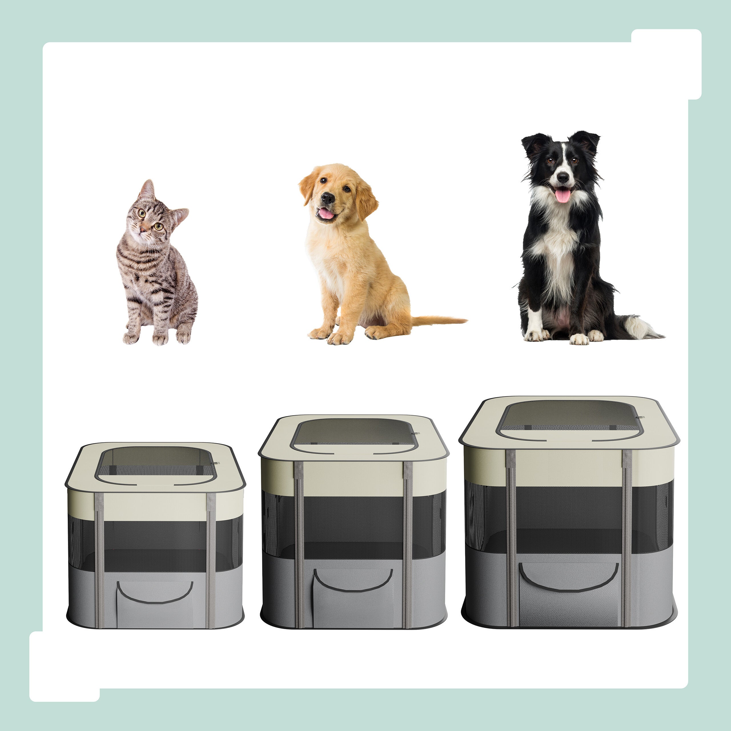 Parque Perros Plegable, 43 x 71 x 55 cm, Corral Cachorros Interior y Exterior, Tejido Oxford, Multicolor, Relaxdays - 5