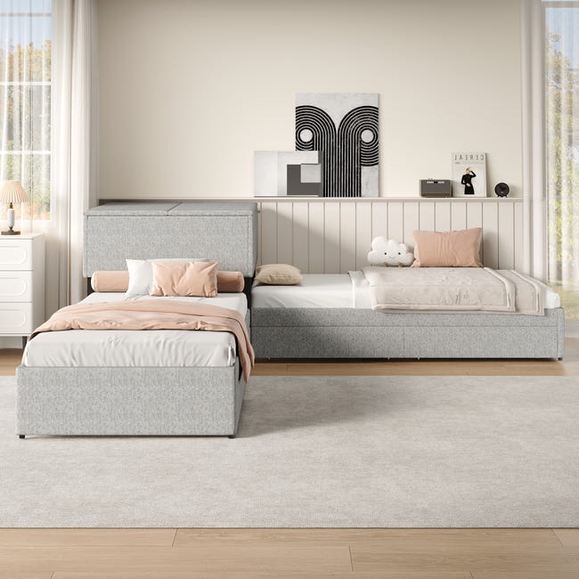 Divano Letto KecDuey Letto Ad Angolo In Lino, Due Letti Singoli