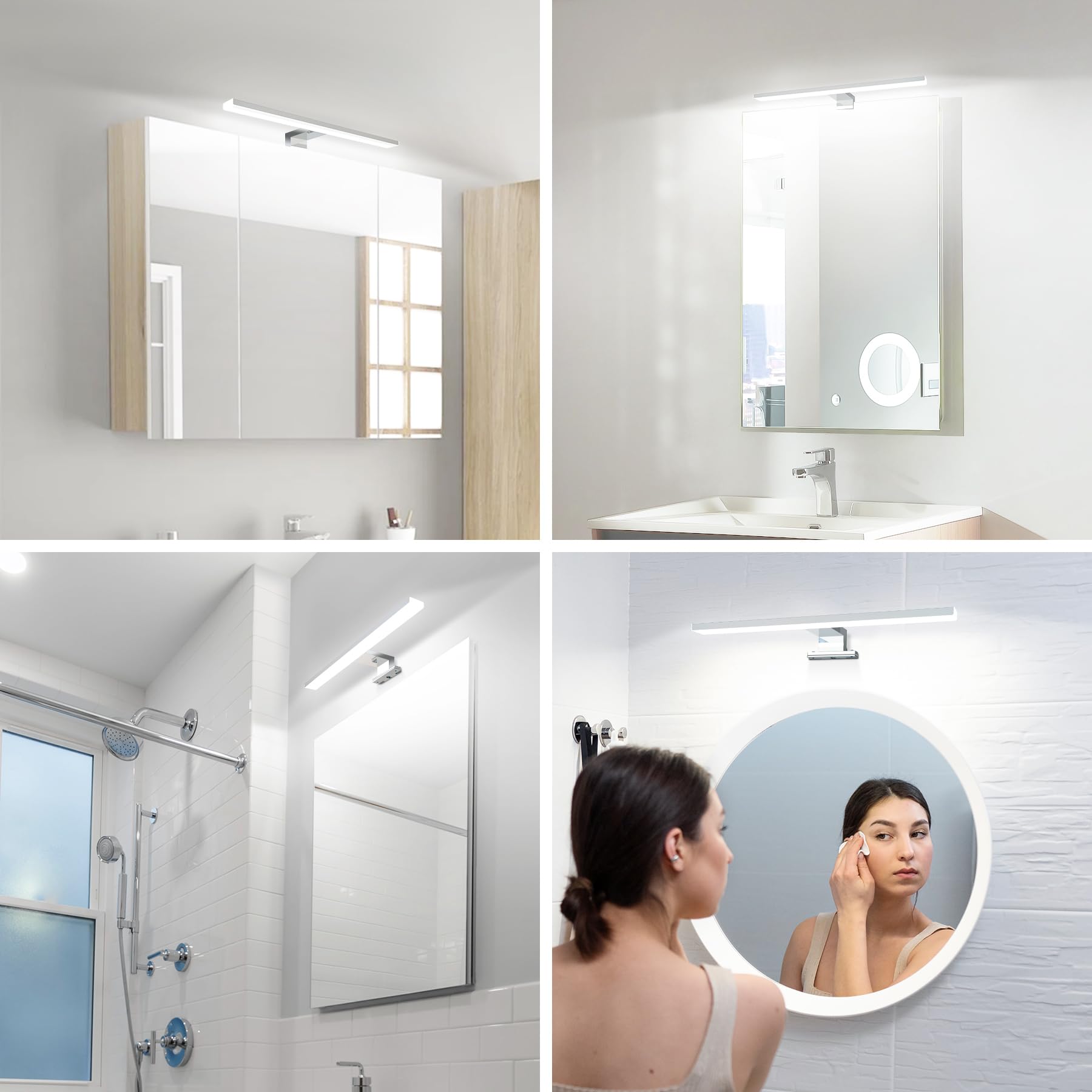 Lampe de miroir LED, lampe de miroir de salle de bain blanc neutre 4000 K, étanche et sans scintillement, lumière d'armoire pour miroirs, 30 cm - 8
