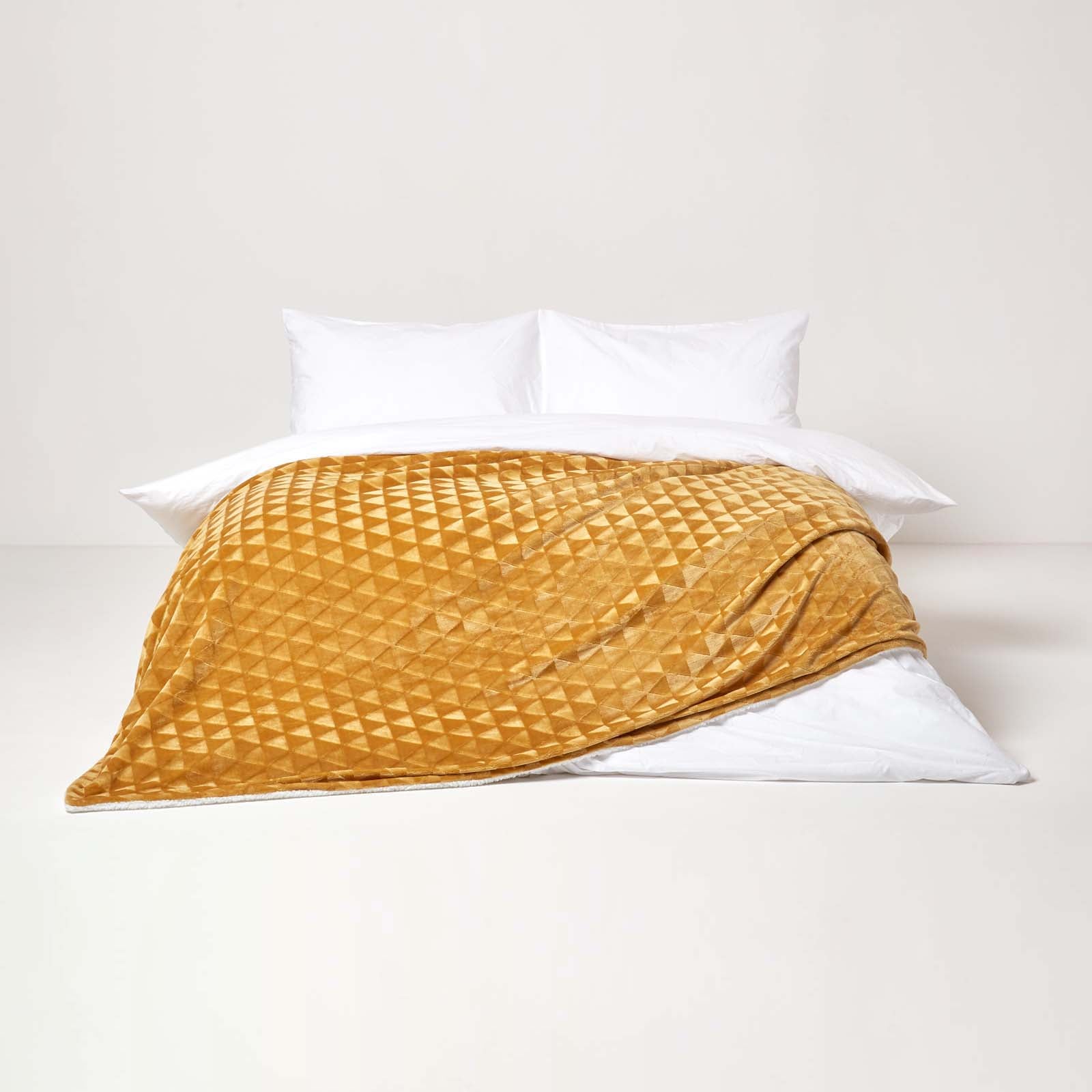 Homescapes Plaid polaire Jaune et revers sherpa, 200 x 230 cm - 3