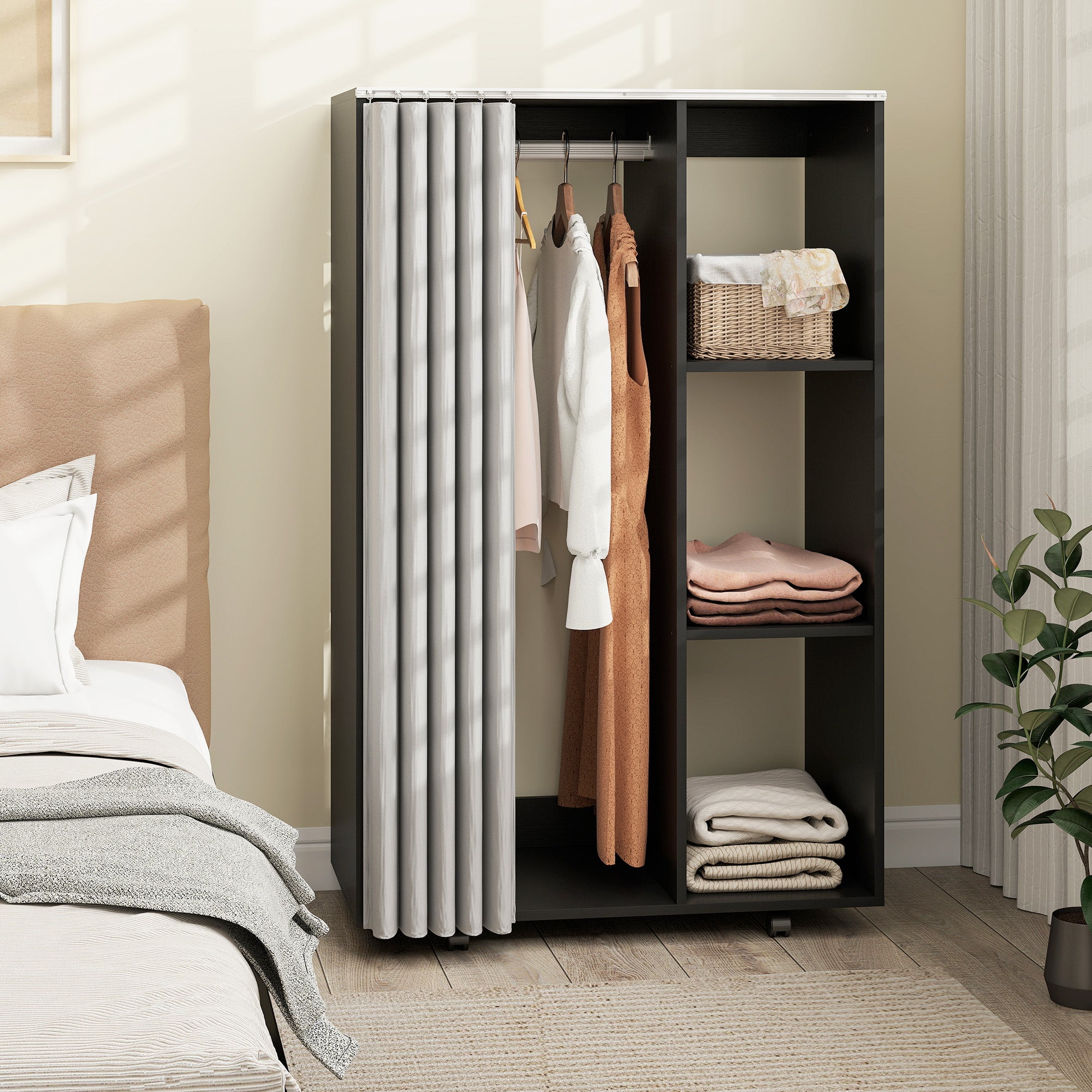 Armoire de vêtement mobile panneau de particules HOMCOM - 2