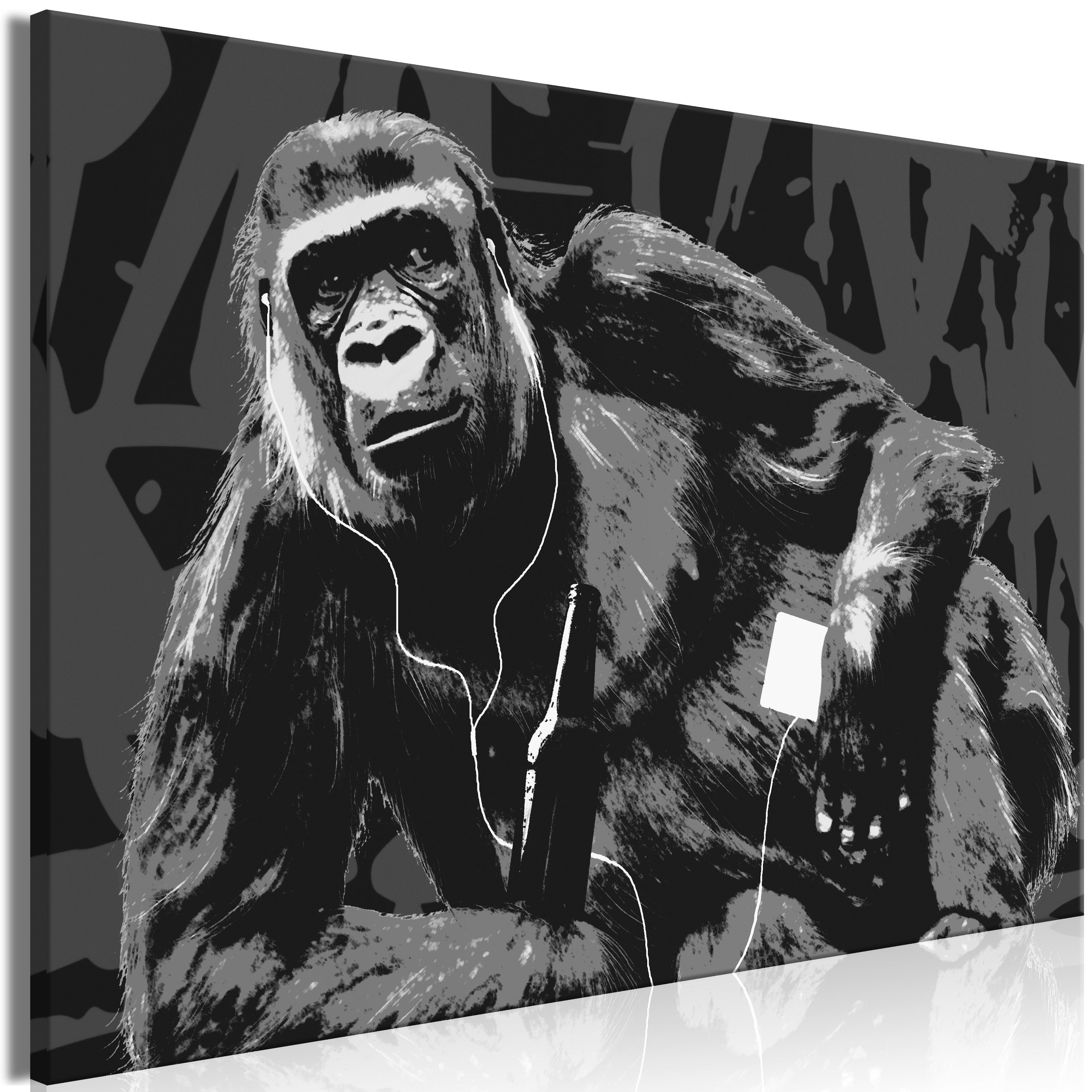 Tableau - Pop Art Monkey (1 Part) Narrow Grey [90x60] | Leroy Merlin