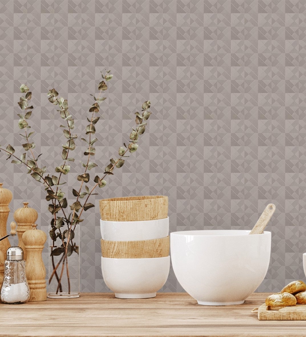 Papel pintado vinílico lavable ligeramente metalizado con textura en relieve - claxton tiles 680969 de gaulan - rollo de 10 m x 1,06 m
