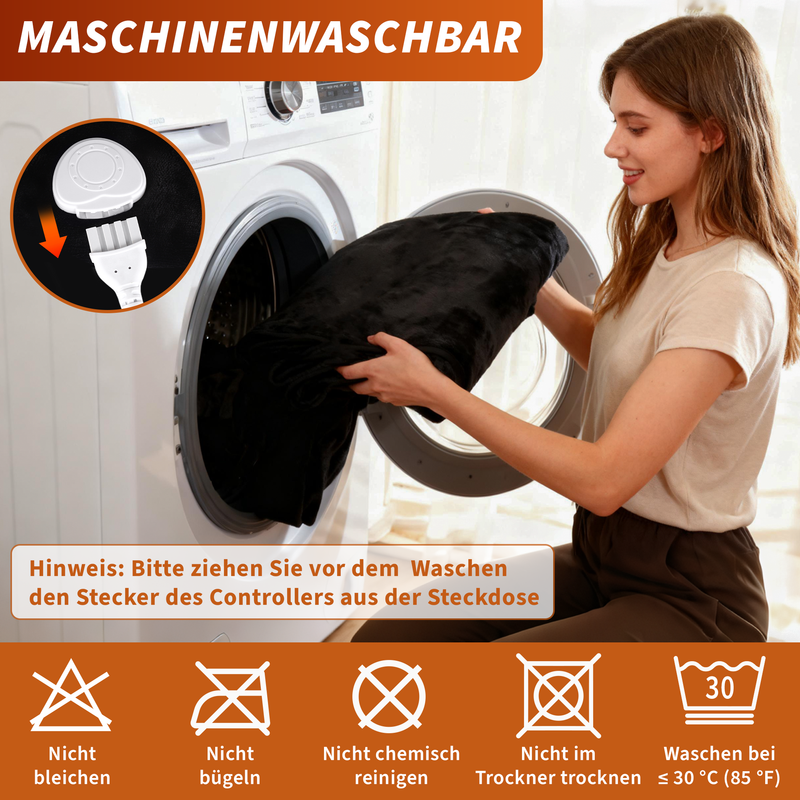 Nettlife Couverture Chauffante 200x180cm, 6 Niveaux, Minuterie 2-10H Arrêt Auto, Double Face Flanelle & Sherpa, Lavable, Protection Surchauffe - 4