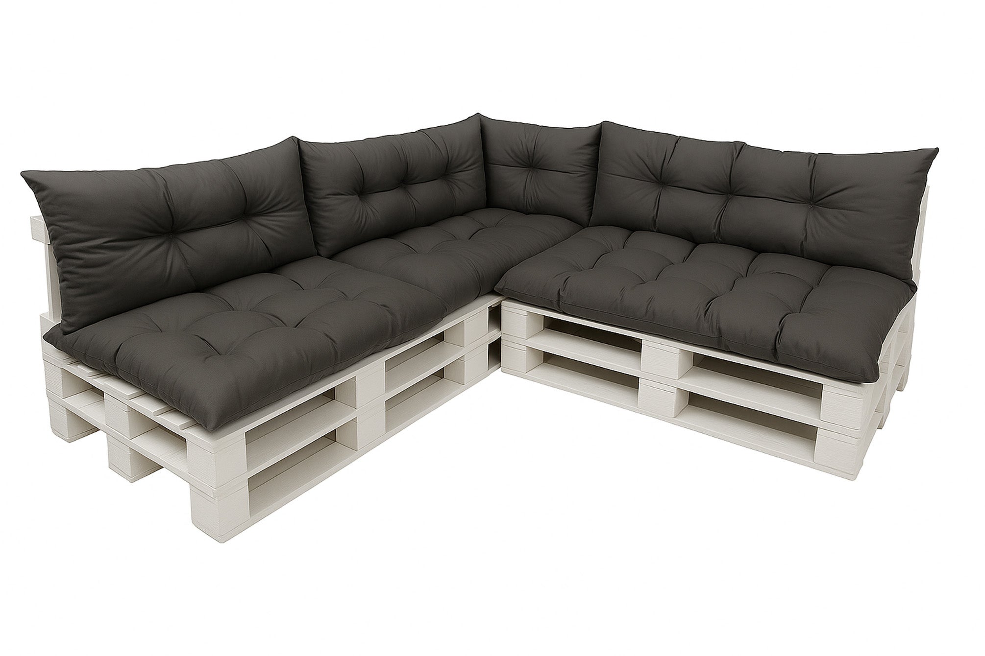 Komplet poduszek ogrodowych na palety 3x120x80cm 3x120x40cm + 60x40cm, wygodne poduszki na meble z palet antracytowe
