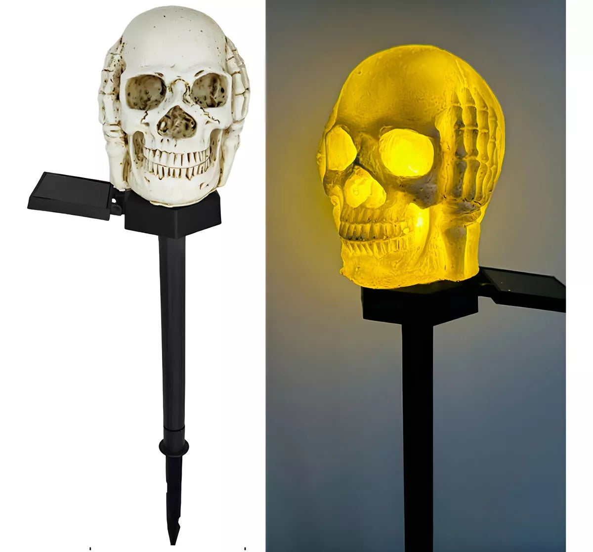 Décorations D'Halloween En Extérieur, Lampe Solaire En Forme De Tête De