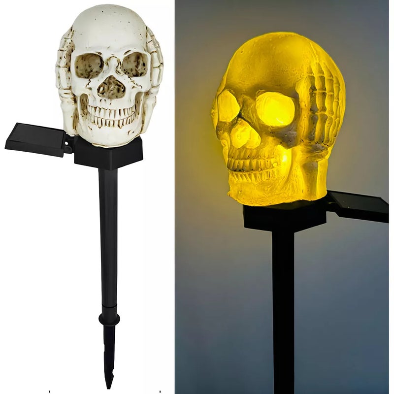 Dekoracje Halloween na zewnątrz, lampa solarna w kształcie czaszki Halloween, wodoodporne lampy dekoracyjne solarne Halloween (1 opakowanie)