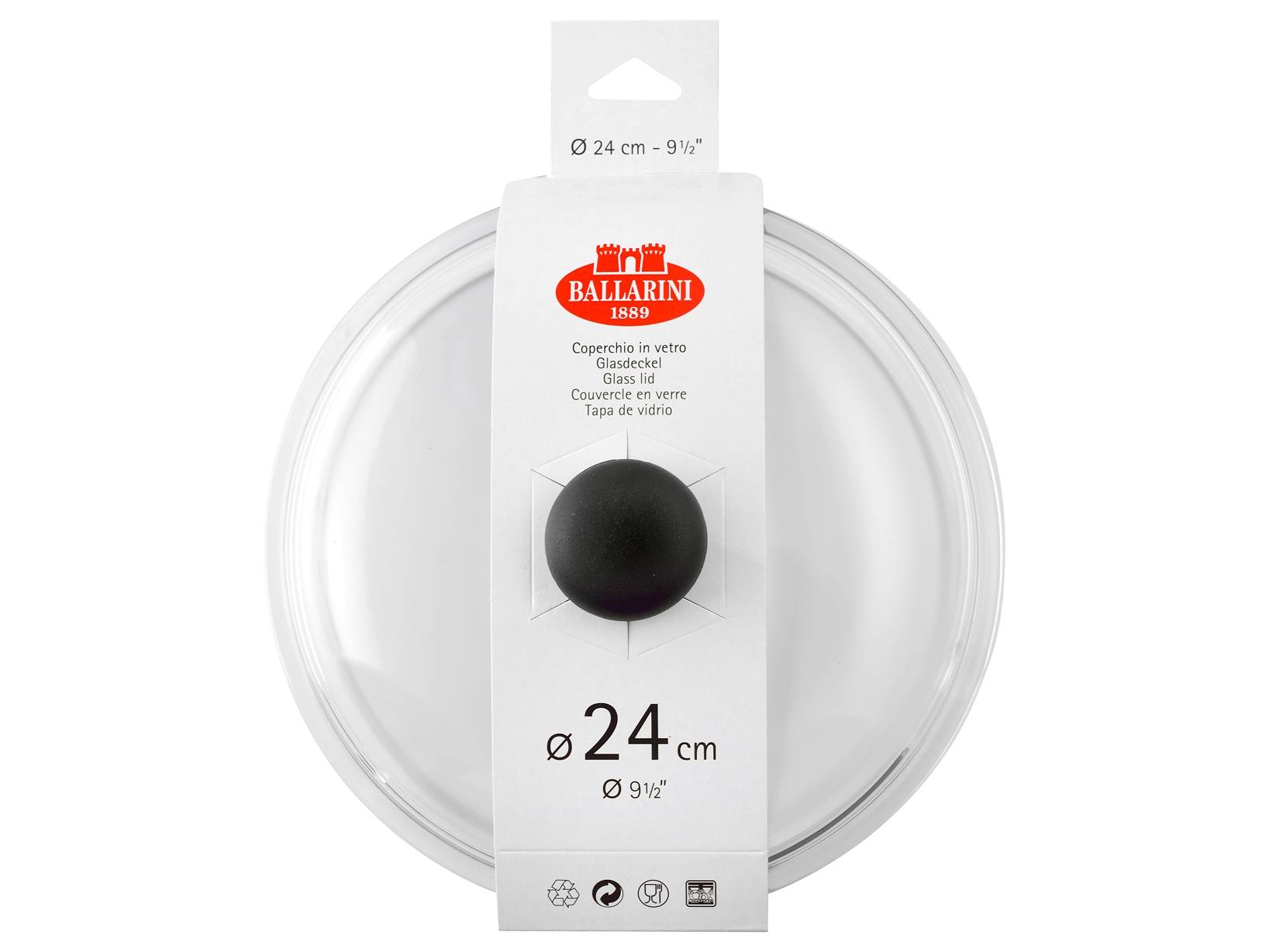 Galileo Casa – Coperchio Per Pentola In Acciaio Cromato, 24 Cm, Con Pomello Termoresistente E Valvola Vapore