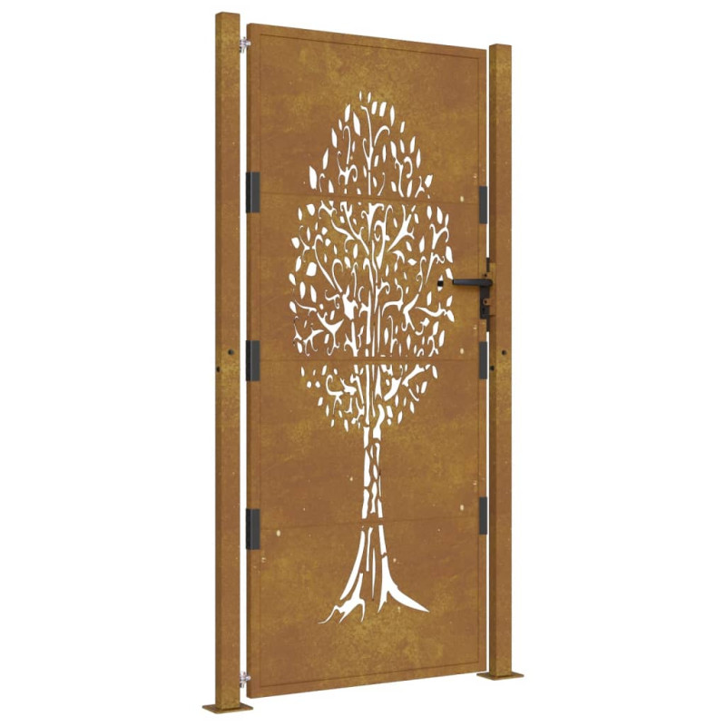 Portail de jardin 105x180 cm acier corten conception de l arbre - 2
