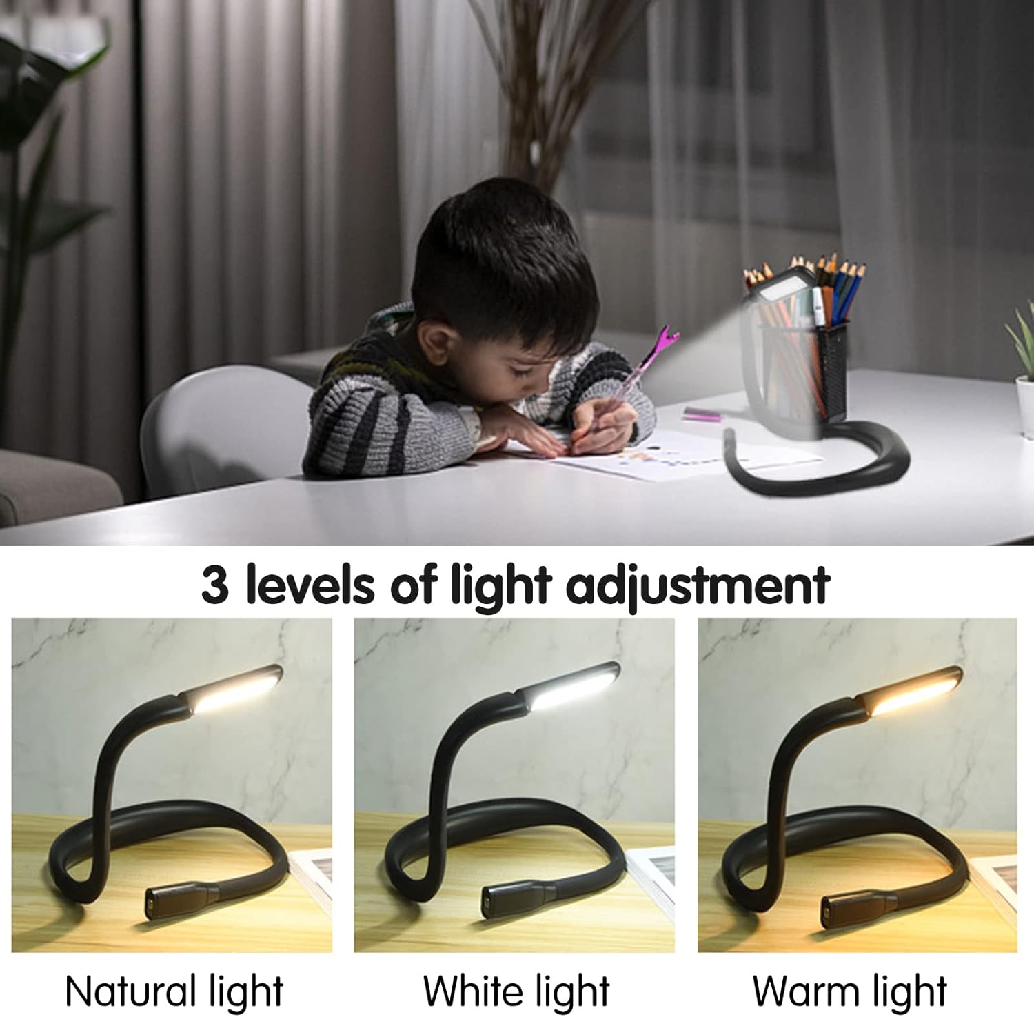Lampe de Cou Rechargeable pour Lecture – 3 Couleurs & Intensités – Confort Visuel pour Tricot, Réparation - 4