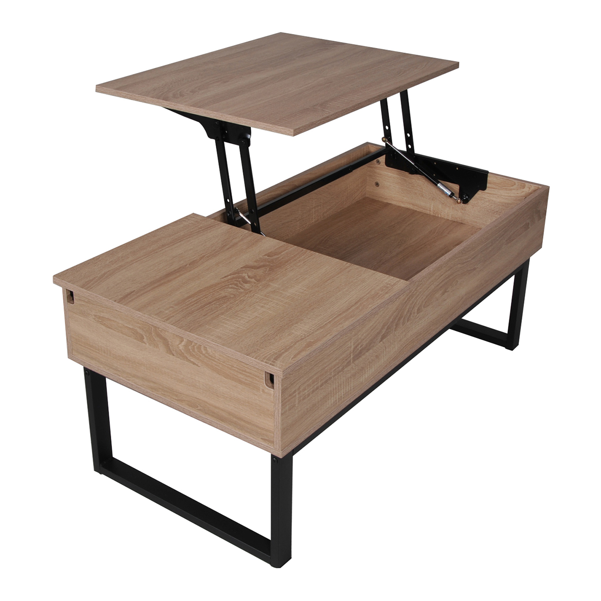 Table basse avec plateau relevable Gena Bois et Noir - 3