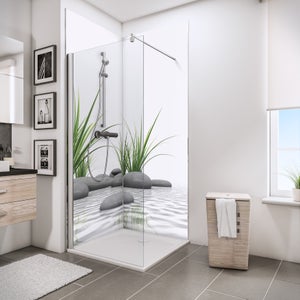 Schulte pack de 2 panneaux muraux 90x210 cm, revêtement pour douche et salle de bains, placement facile, DécoDesign PHOTO, pierres zen et herbes