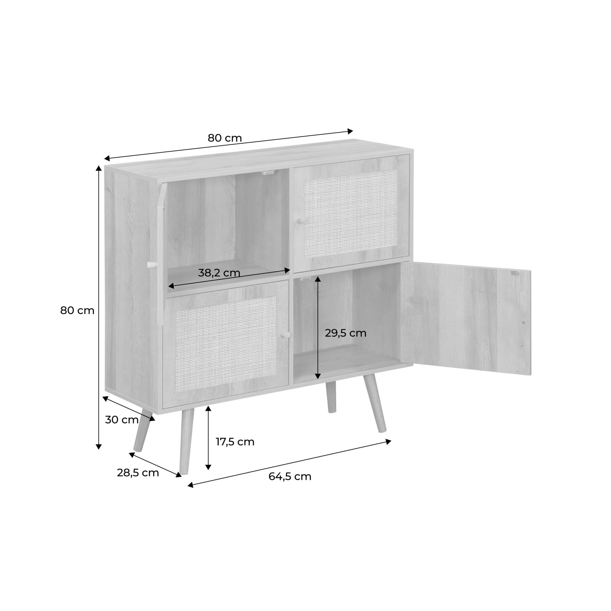 Commode enfant décor bois 4 portes en cannage BOHÈME - 4