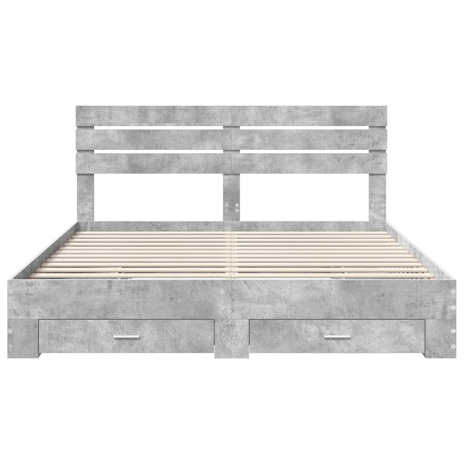Cadre de lit gris béton 200 x 200 cm panneau de bois - 8
