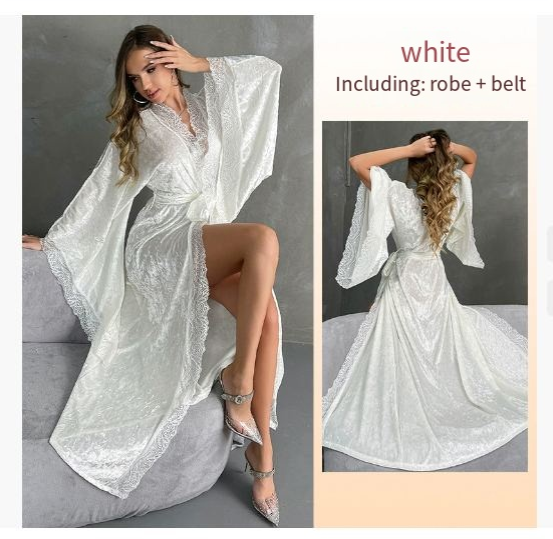 Peignoir de bain kimono en satin et soie pour femme - 3