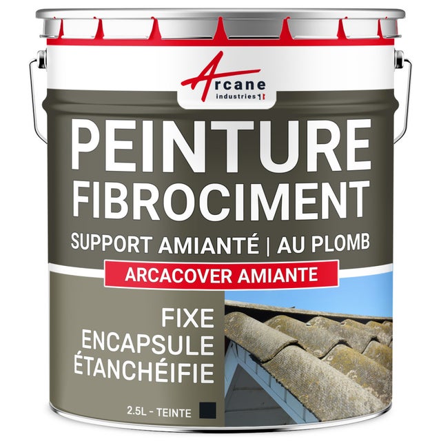 Peinture fibro ciment pour encapsulage support amiante / plomb : ARCACOVER AMIANTE. Ardoise - 2.5 L - ARCANE INDUSTRIES