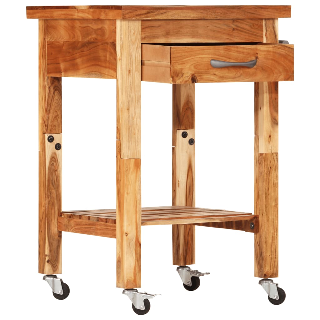 Chariot de cuisine 55x55x89 cm bois massif d'acacia vidaXL - 4