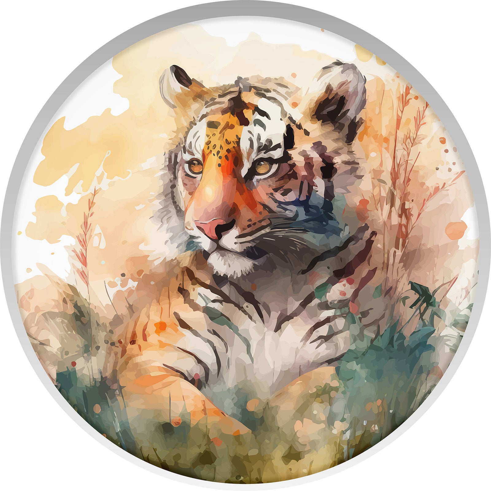 Stickers mural trompe l'oeil Arche rond enfants - Tigre - Diamètre 50 cm - 3