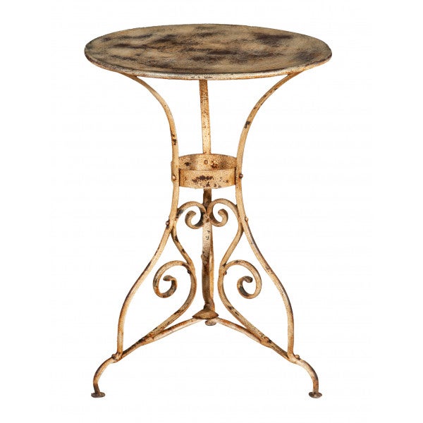 Ensemble Table Haute Verre Et 2 Chaises Fer Forgé Noir Avec Coussins Crème