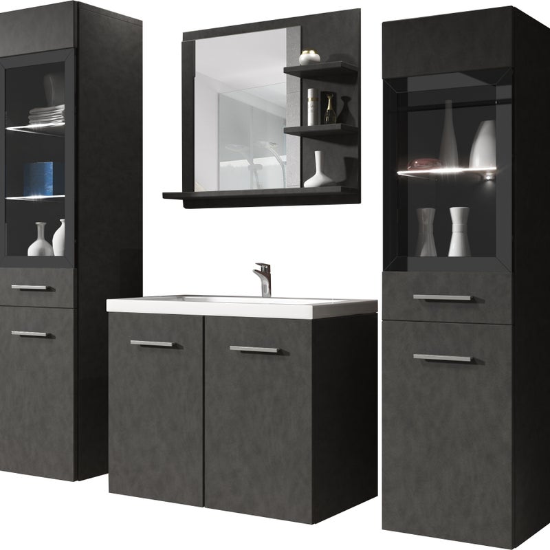 Meble łazienkowe w kolorze matera z LED-MARIT I