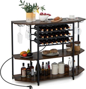 Tavolo Da Bar Allungabile Shye – 138-193 Cm, Girevole 360° Con Armadietto E Luce LED – Struttura In Truciolato E Metallo