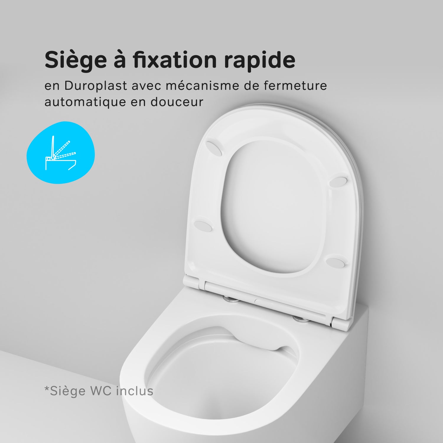 WC Suspendu en céramique sans bride Cuvette Toilette WC suspendu sans bord FlashClean abattant amovible frein de chute Softclosing Blanc AM.PM X-Joy S - 6