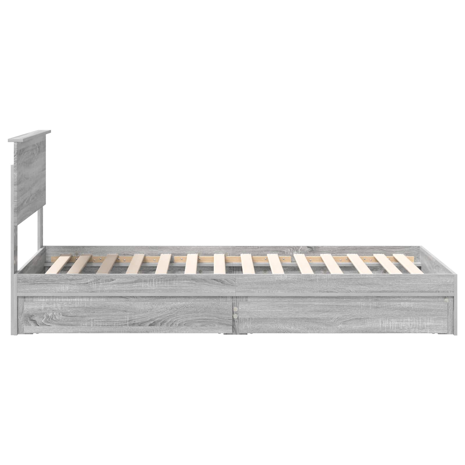 Lit de rangement gris 90 x 190 cm panneau de bois - 9