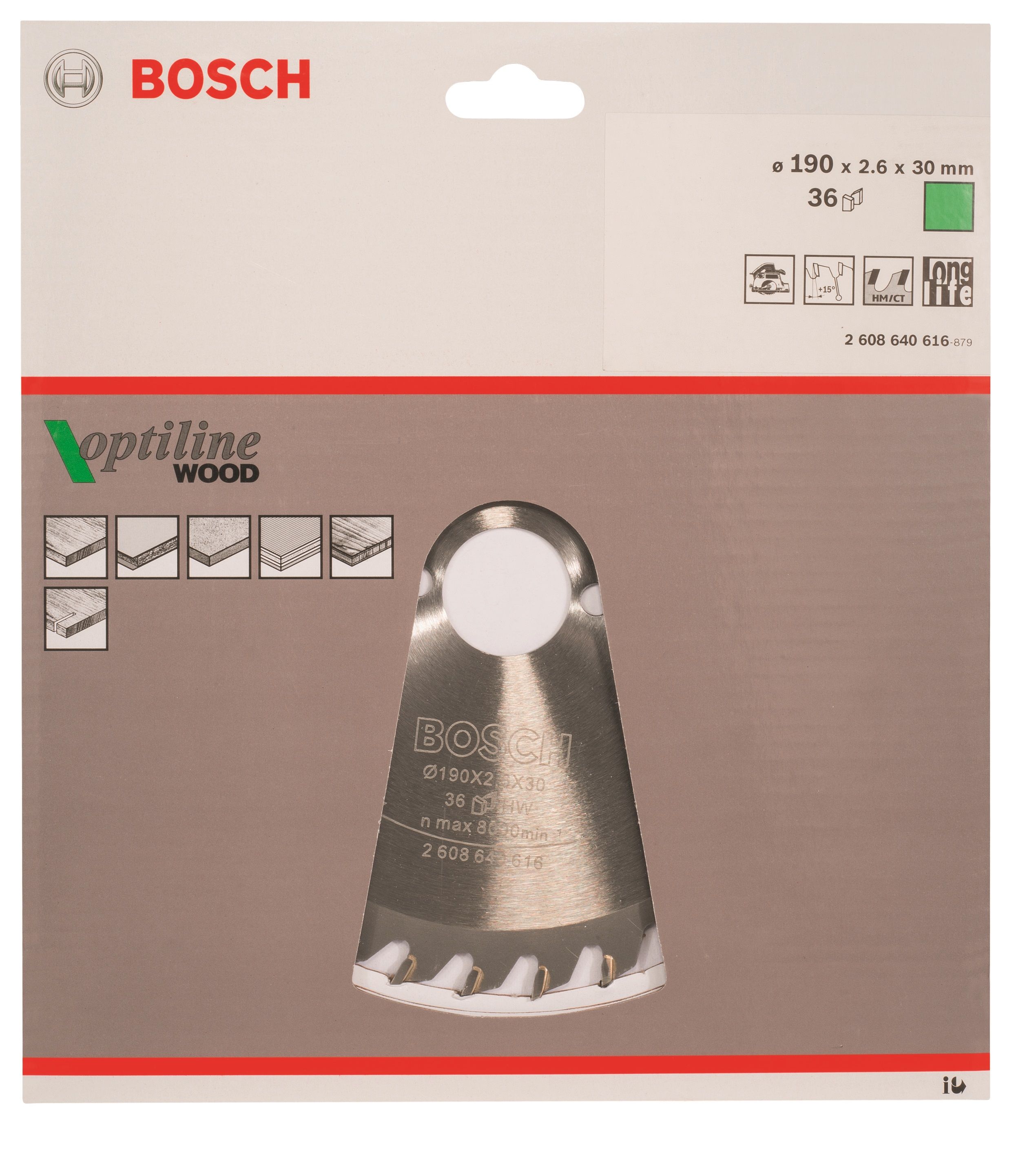 Lame de scie circulaire BOSCH pour bois, 190 x 30 x 2,6 mm et 36 dents - 2