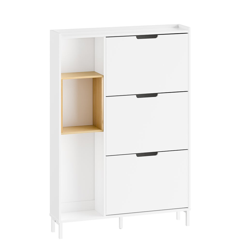 SoBuy Szafka na buty 3-drzwiowa Biały 87x90x129.5cm Minimalistyczny FSR209-NW