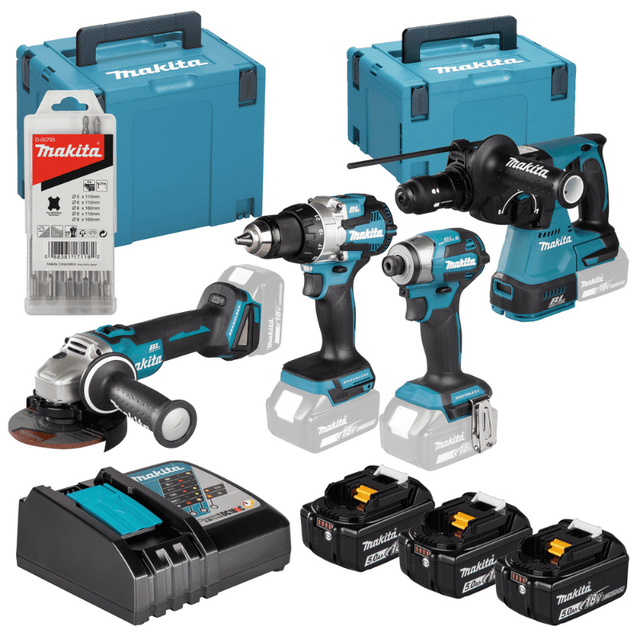 Combopack 4 outils 18V (3x5.0 Ah) (DDF489 + DTD173 + DGA504 + DHR243) - MAKITA DLX4196JX1