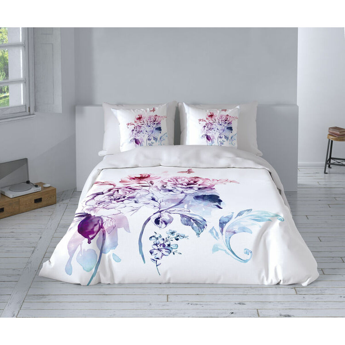 Juego de funda nórdica hosteline kobe azul cama de 135 3 piezas